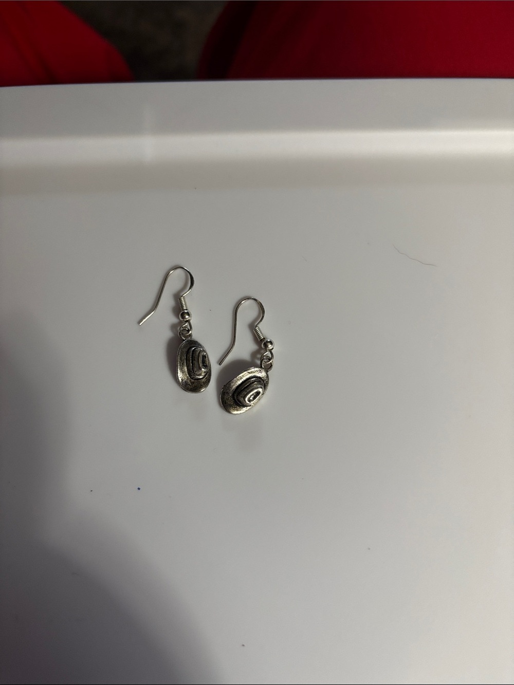 Sterling Tone Swirl Drop Earrings - Silver Cowboy hats